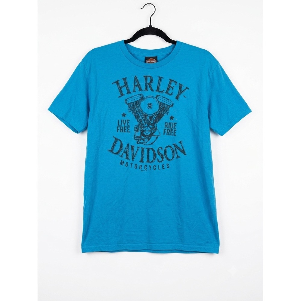 Harley Davidson Javelina Boerne Texas Graphic T-Shirt Blue Mens L Live Free Tee